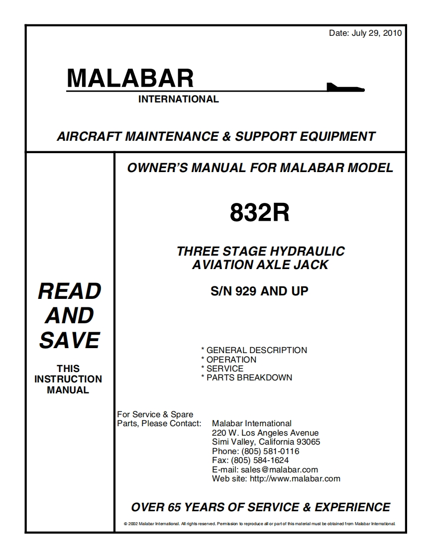 Malabar-832R-User-Manual操作说明书手册新质力文库 - 聚焦新质生产力发展的数字化知识库_行业洞察 / 理论成果 / 实践指南免费下载新质力文库