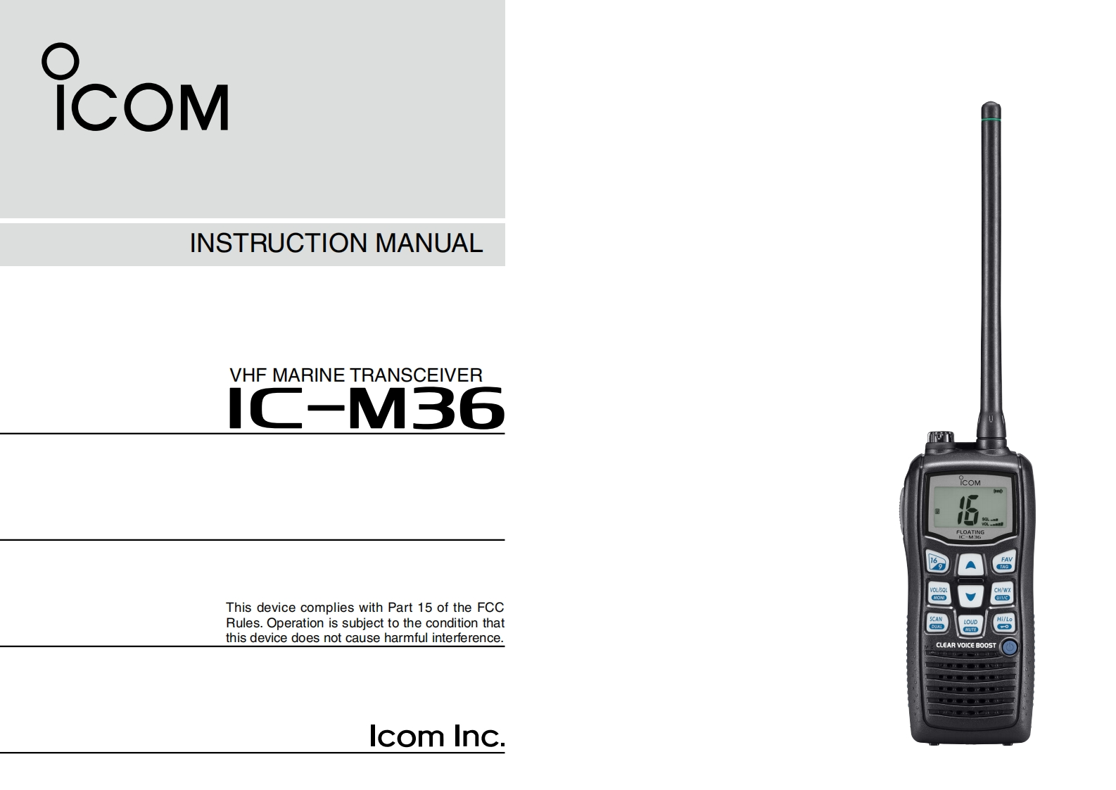 Marine_IC-M36_instruction_操作说明书手册