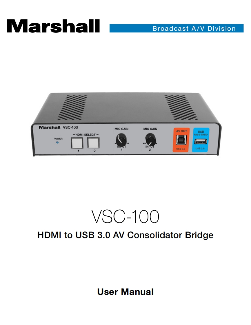 Marshall_VSC-100-使用说明书手册