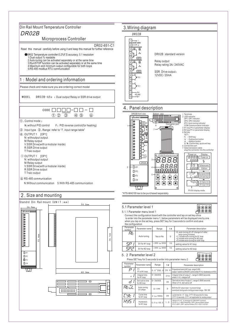 Maxwell-Usermanual(DR02BDinRailmountTemperaturecontroller)使用说明书手册