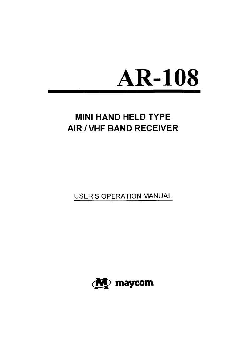 Maycom-AR-108-(Manual操作说明书手册)