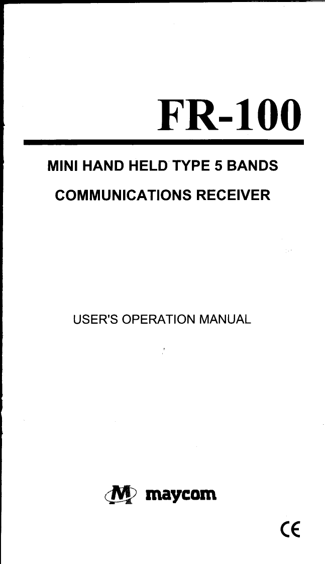 Maycom-FR-100-(Manual操作说明书手册)