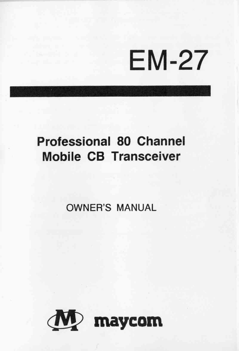 Maycom_EM-27_Manual操作说明书手册
