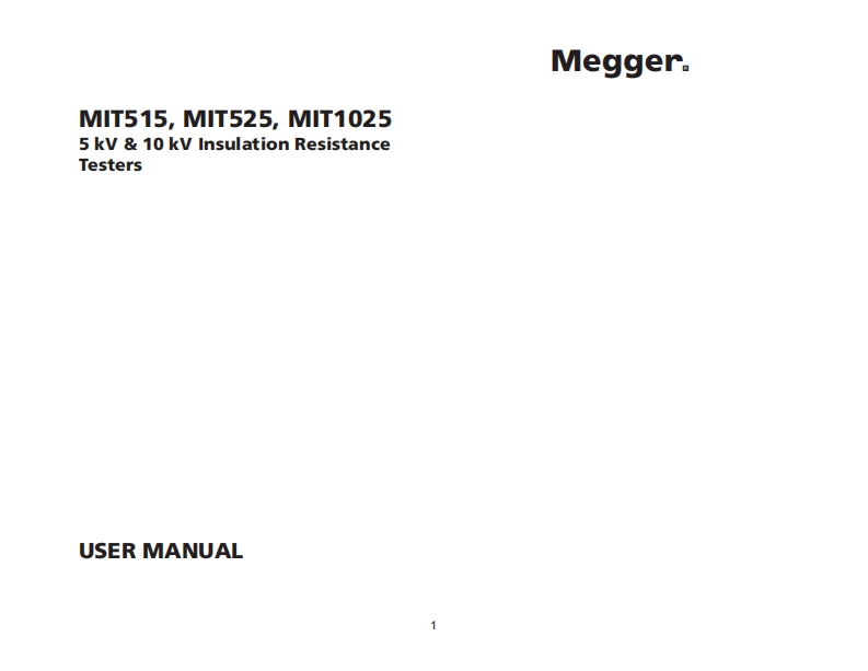 Megger-MIT525-操作说明书手册
