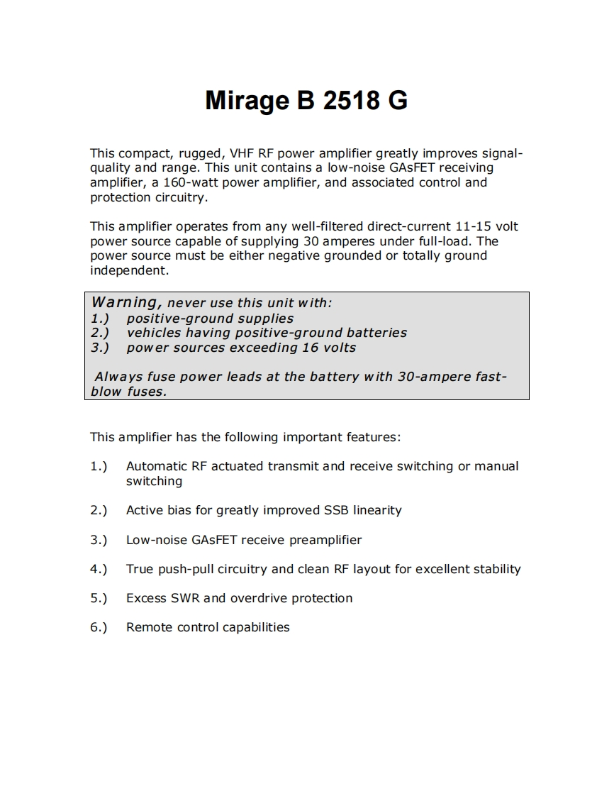 Mirage_B-2518-G-(Manual操作说明书手册)
