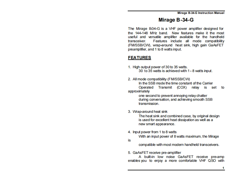 Mirage_B-34G_Manual操作说明书手册