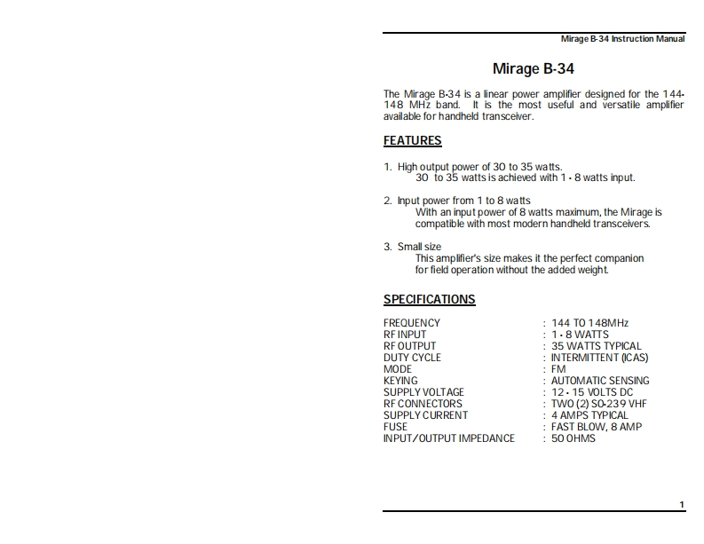 Mirage_B-34_Manual操作说明书手册