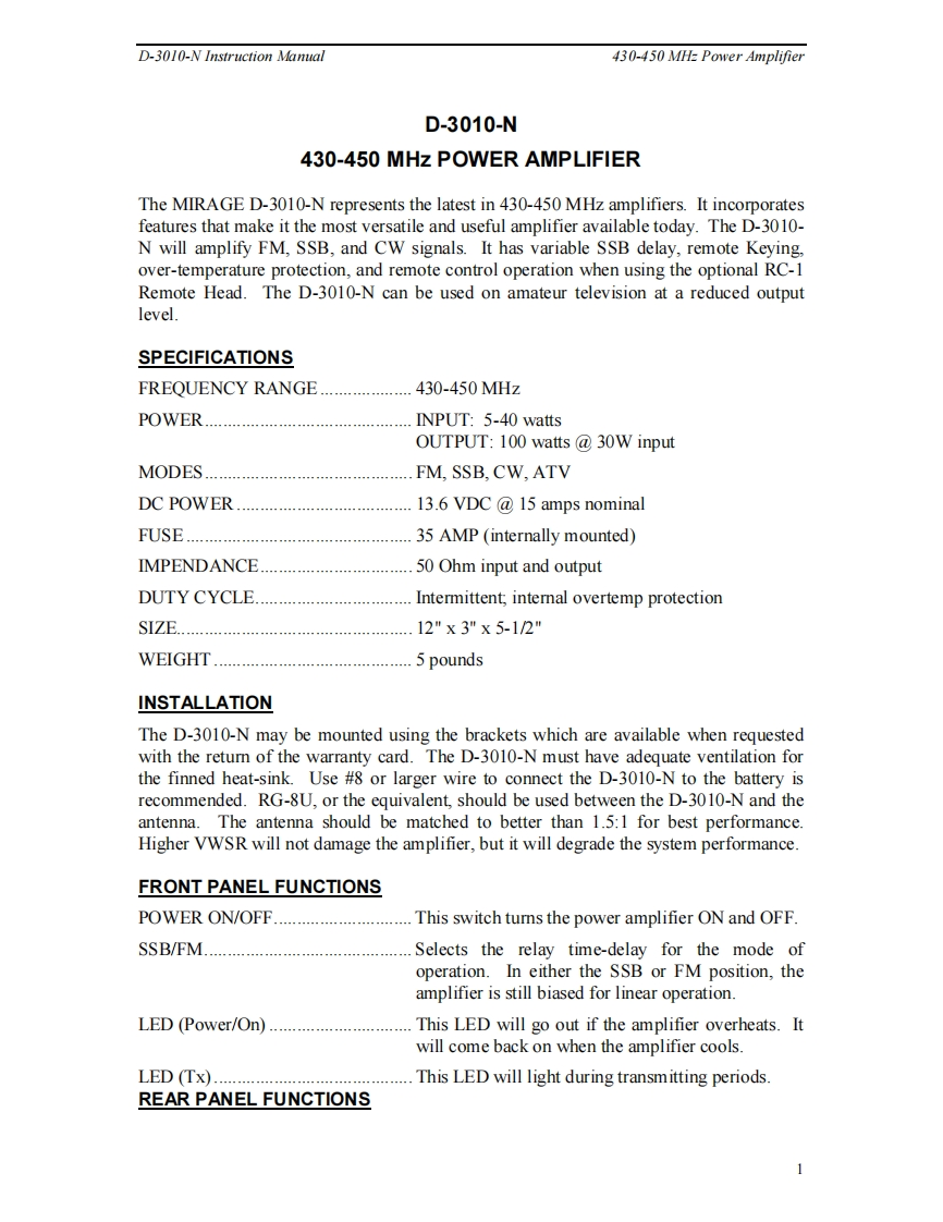 Mirage_D-3010-N-(Manual操作说明书手册)