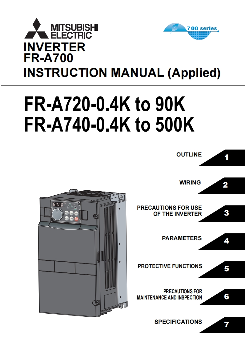 Mitsubishi-FR-A700-Manual变频器操作说明书手册-ENG