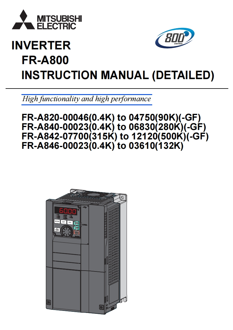 Mitsubishi-FR-A800-Manual变频器操作说明书手册-ENG