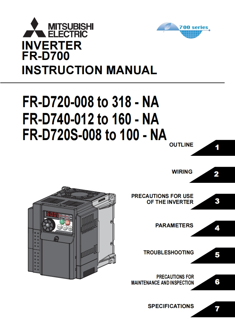 Mitsubishi-FR-D700-Manual变频器操作说明书手册-ENG