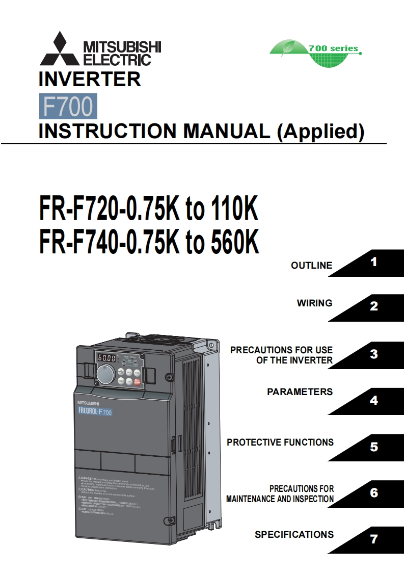 Mitsubishi-FR-F700-Manual变频器操作说明书手册-ENG