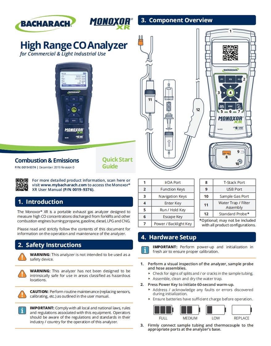 Monoxor-XR-快速操作说明书手册-0019-9374-Rev-0