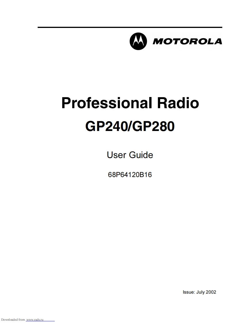 Motorola-GP280操作说明书手册