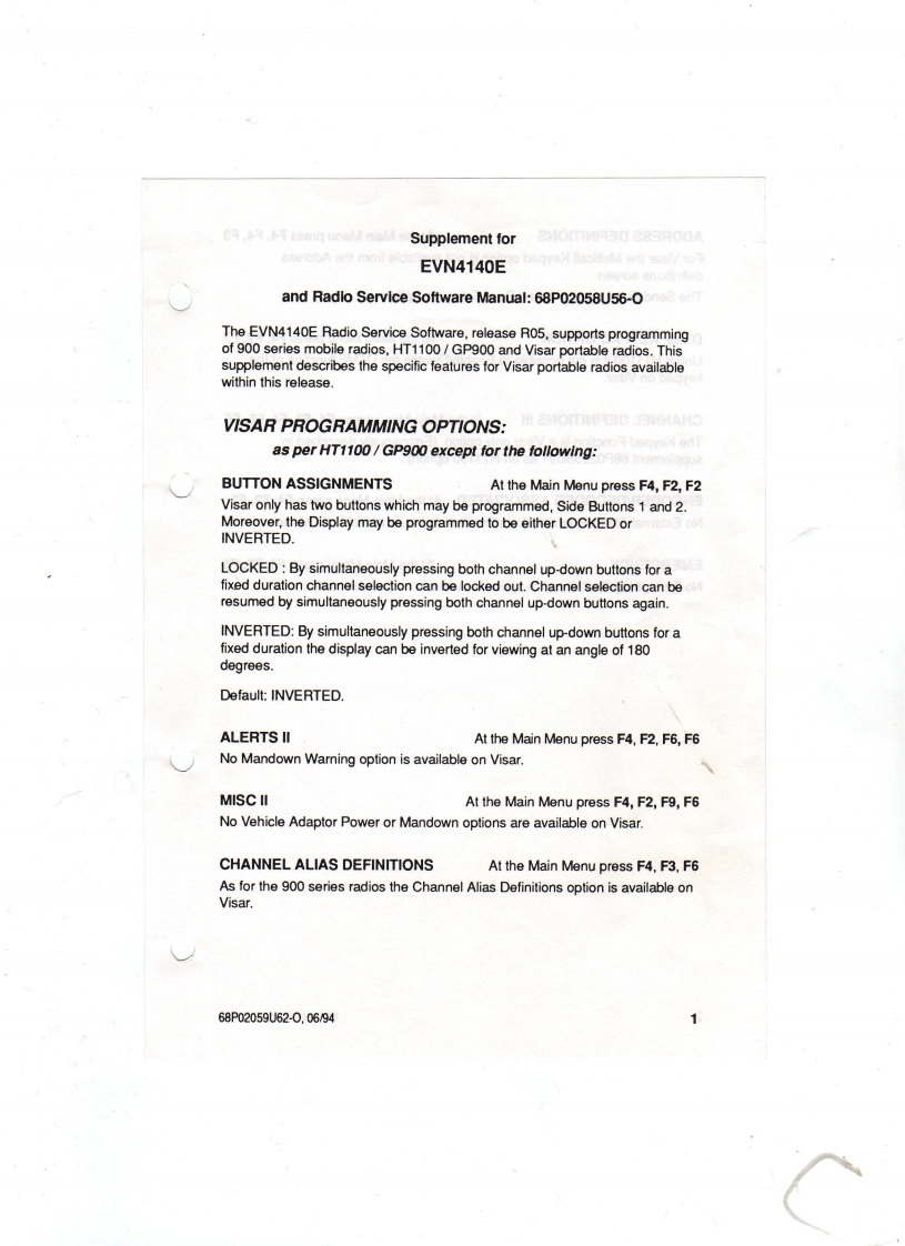 MotorolaGP900(Visar)Software使用说明书手册