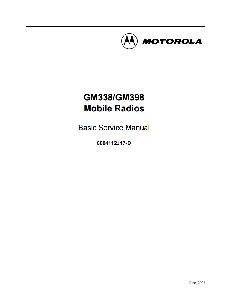 Motorola_GM-338_GM-398_basic_维修维护电器原理图手册_2002