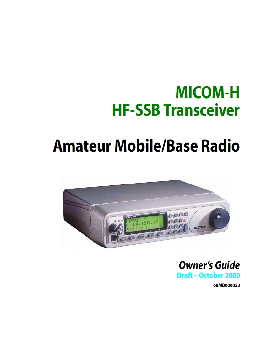 Motorola_Micom_H_amateur_radio_user操作说明书手册