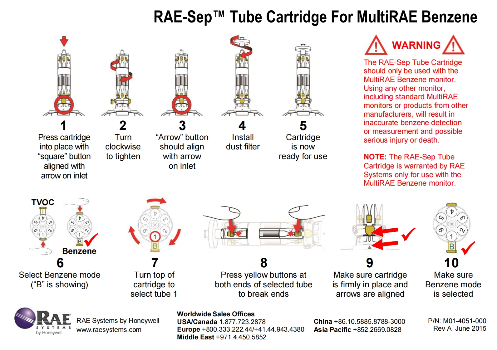MultiRAEBenzeneTubeCartridge快速操作说明书手册-A5_PageRevA2