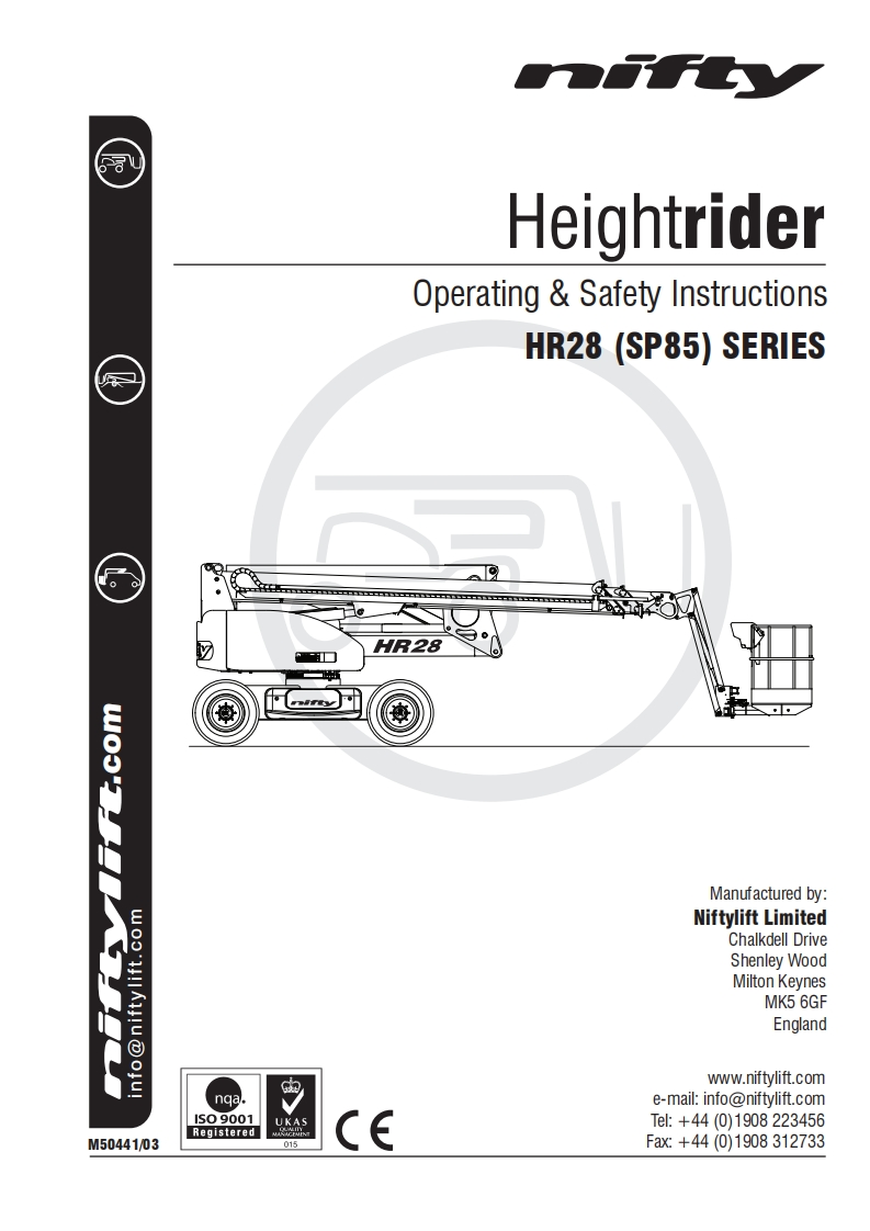 NIFTY-HR28-operations-manual操作与维护保养说明书手册