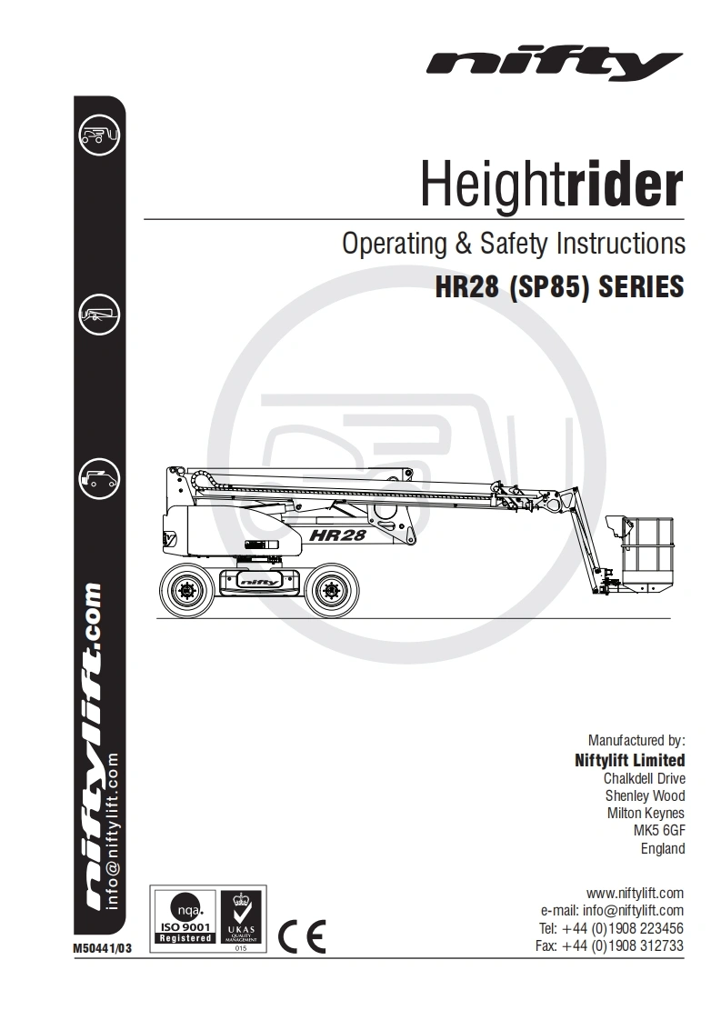 NIFTY-HR28-operations-manual操作与维护保养说明书手册