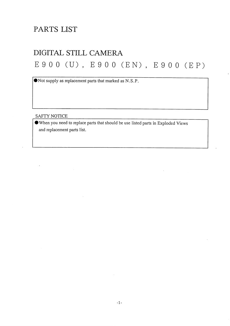 NIKON尼康数码相机900-Part-List维修手册零部件手册
