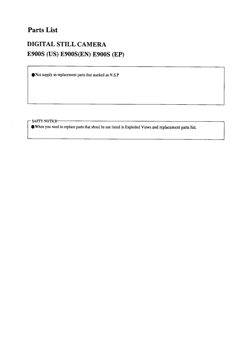 NIKON尼康数码相机900s-Part-List维修手册零部件手册