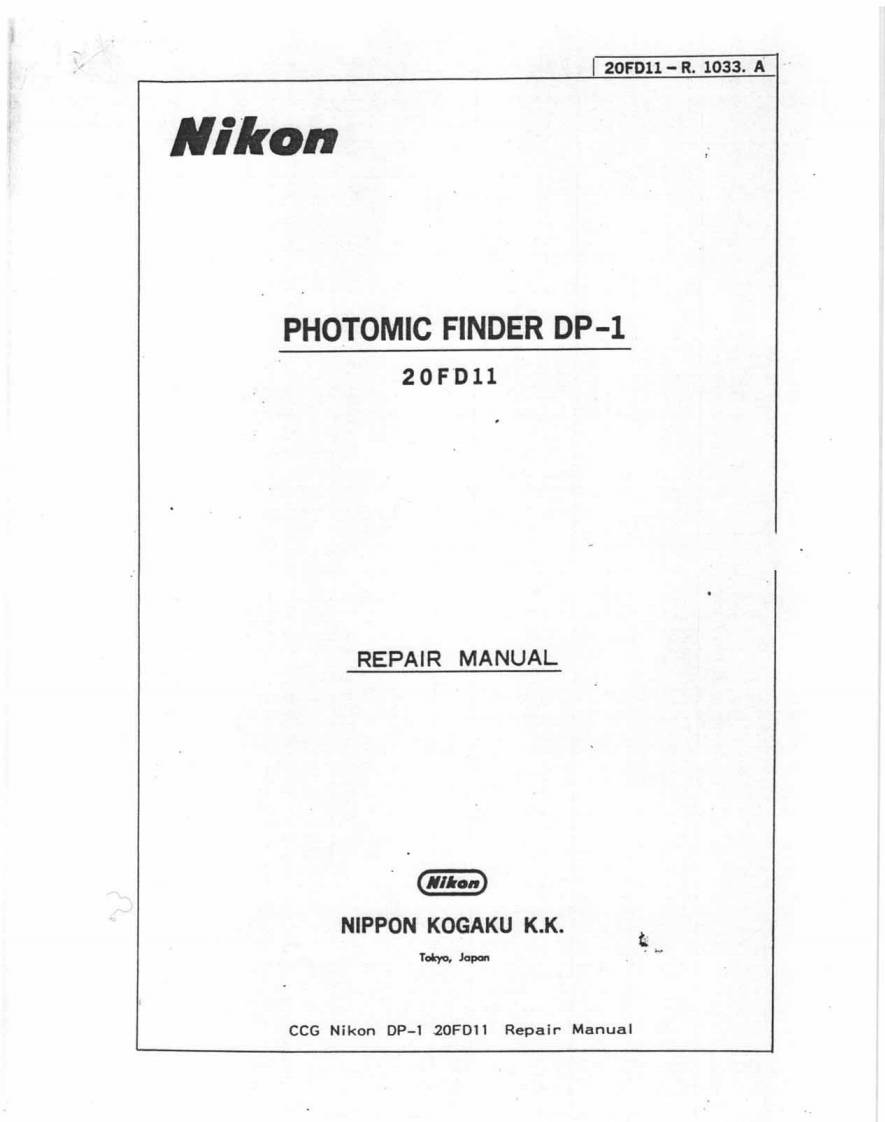 NIKON尼康数码相机F2-Finder-DP-1维修手册零部件手册
