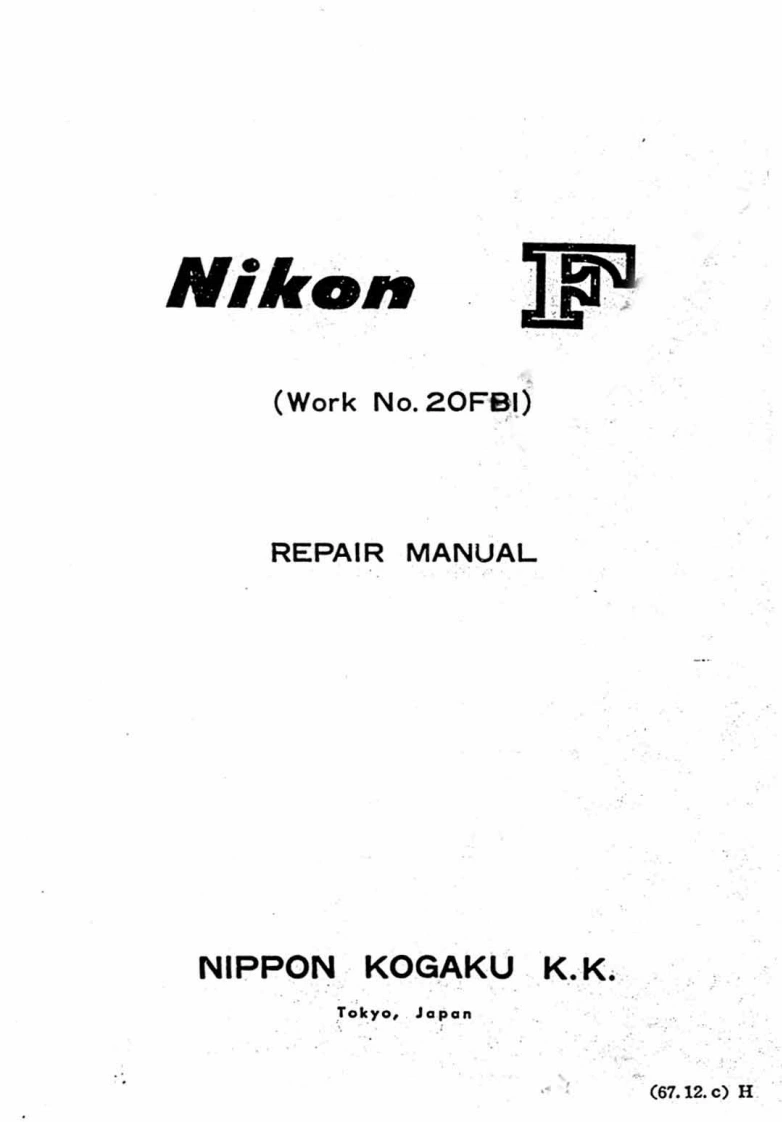 NIKON尼康数码相机F维修手册零部件手册