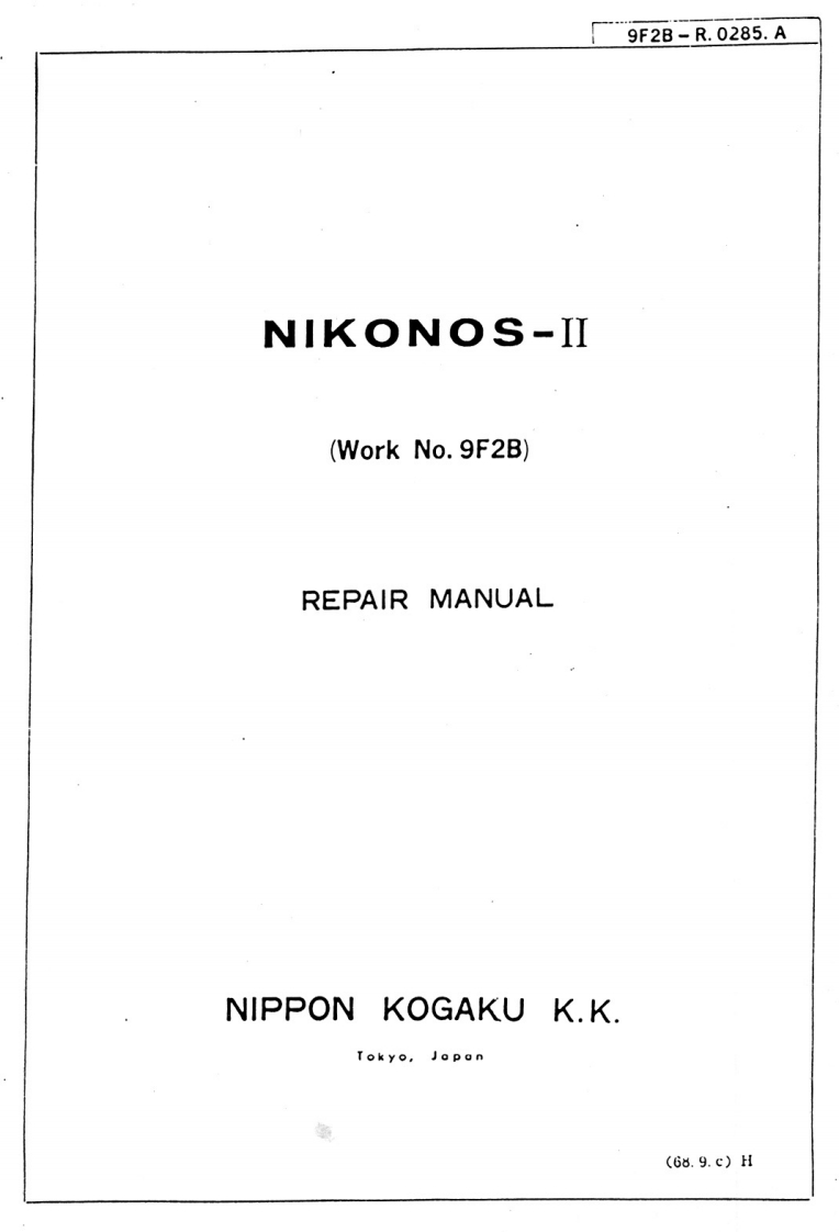 NIKON尼康数码相机Nikonos-II维修手册零部件手册