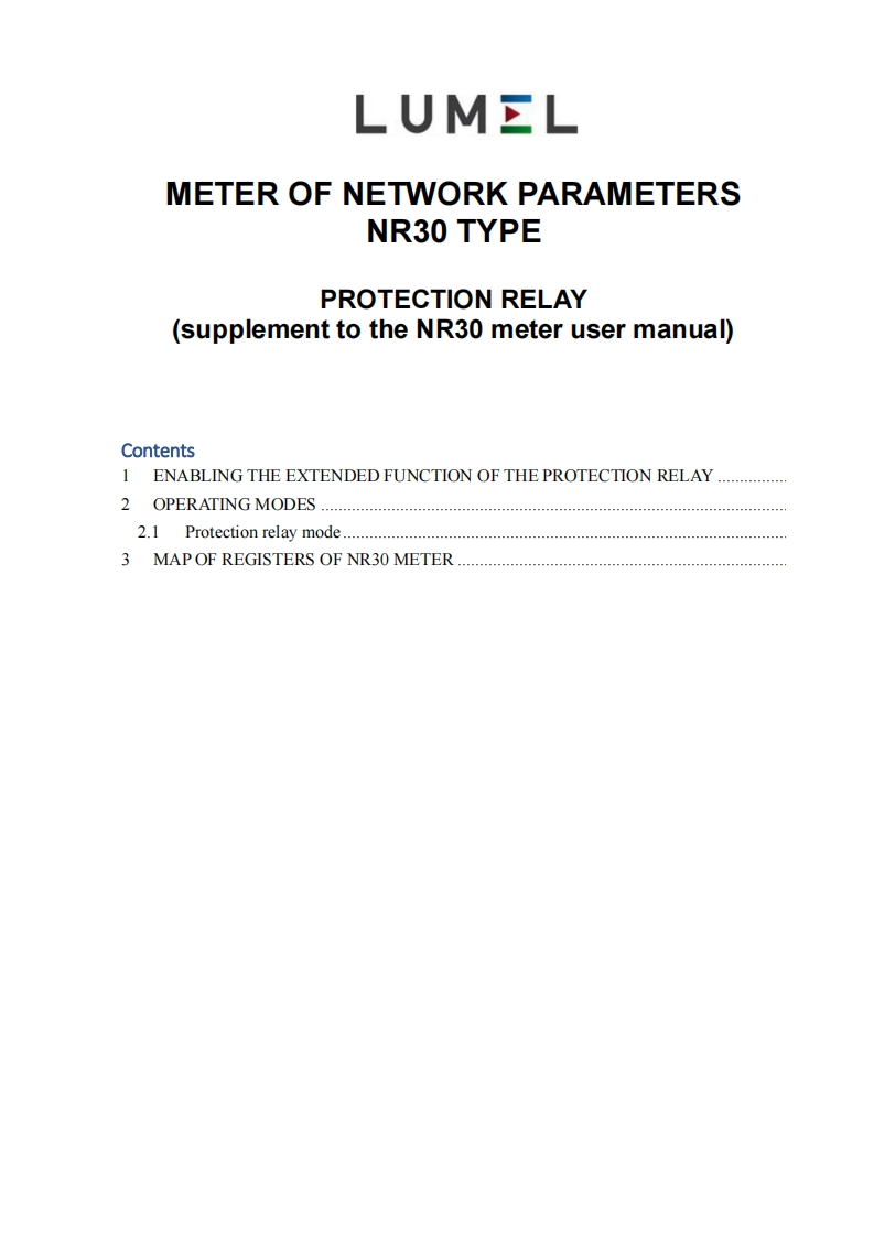 NR30_service_操作说明书手册_Protection_Relay