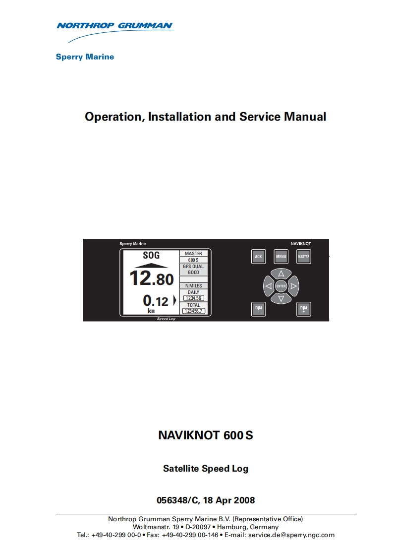 Naviknot_600S-Operation_installation_Service_Manual维修手册