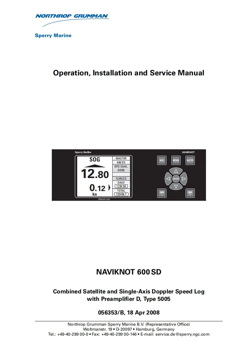 Naviknot_600SD-Operation_installation_Service_Manual维修手册