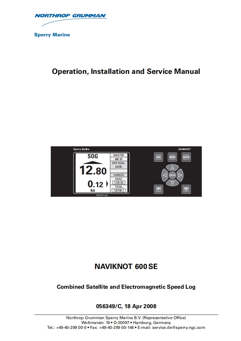 Naviknot_600SE-Operation_installation_Service_Manual维修手册
