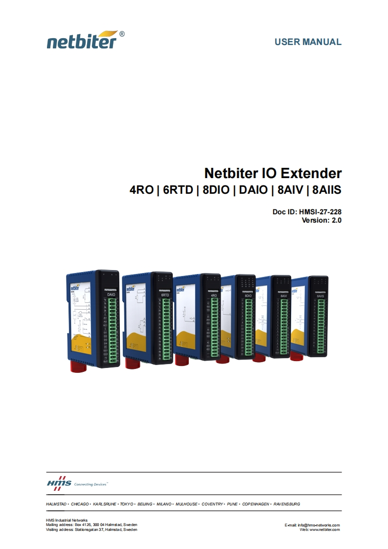 NetbiterIOExtenders使用说明书手册
