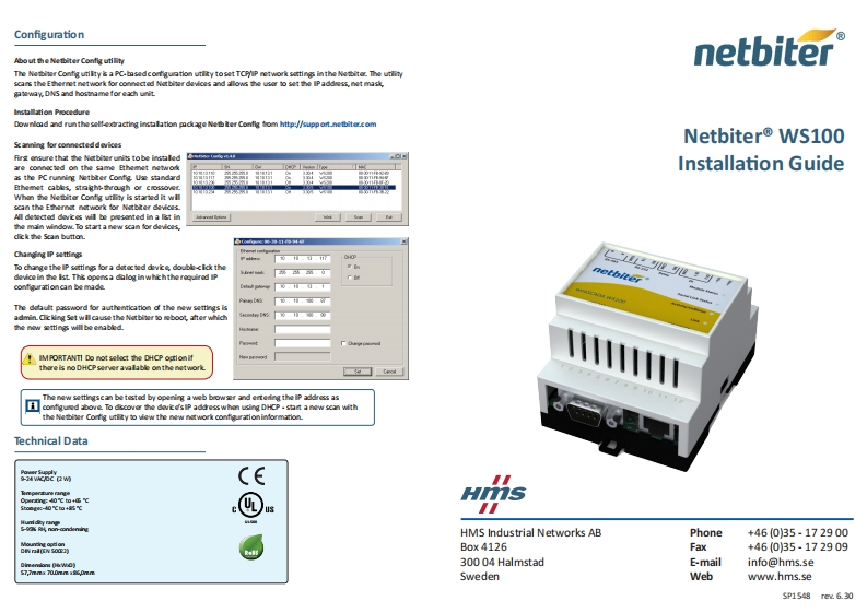 NetbiterWS100使用说明书手册