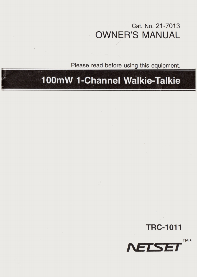 Netset_TRC-1011_Manual操作说明书手册