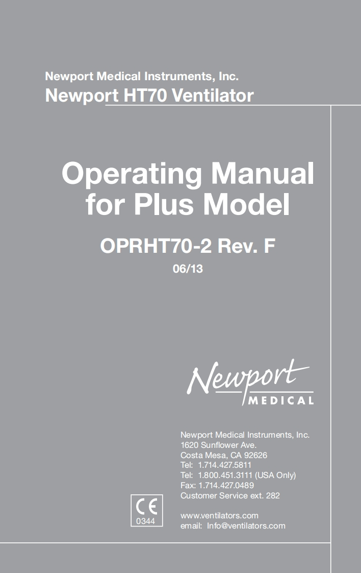 Newport-HT-70-Ventilator-User-操作说明书手册