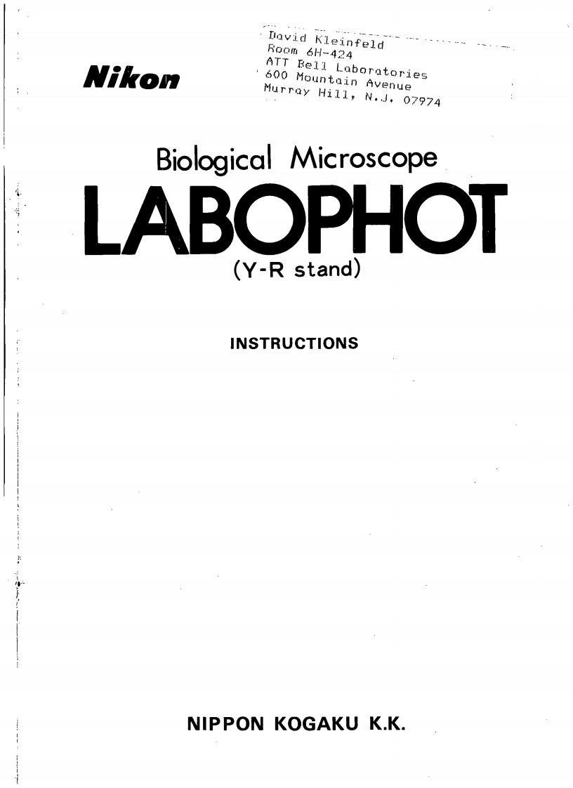 Nikon-Labophot-Microscope-操作说明书手册