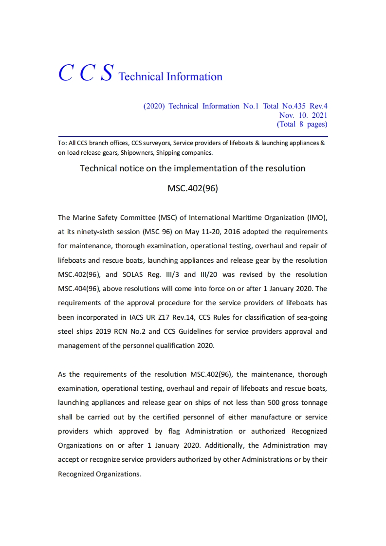 No.435Rev.4TechnicalnoticeontheimplementationoftheresolutionMSC.402(96)