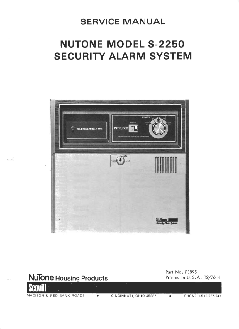 Nutone-S-2250-Intruder-Fire-Alarm-System-维修手册
