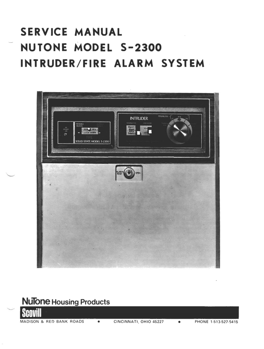Nutone-S-2300-Intruder-Fire-Alarm-System-维修手册