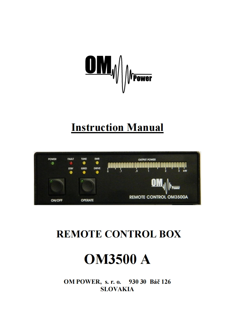 OM3500A-remote-control-Manual操作说明书手册