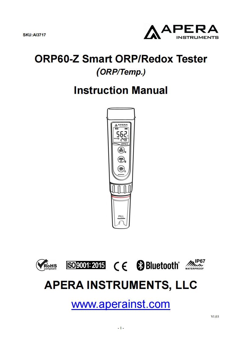 ORP60-Z_Meter_手册说明书指南_v1.0