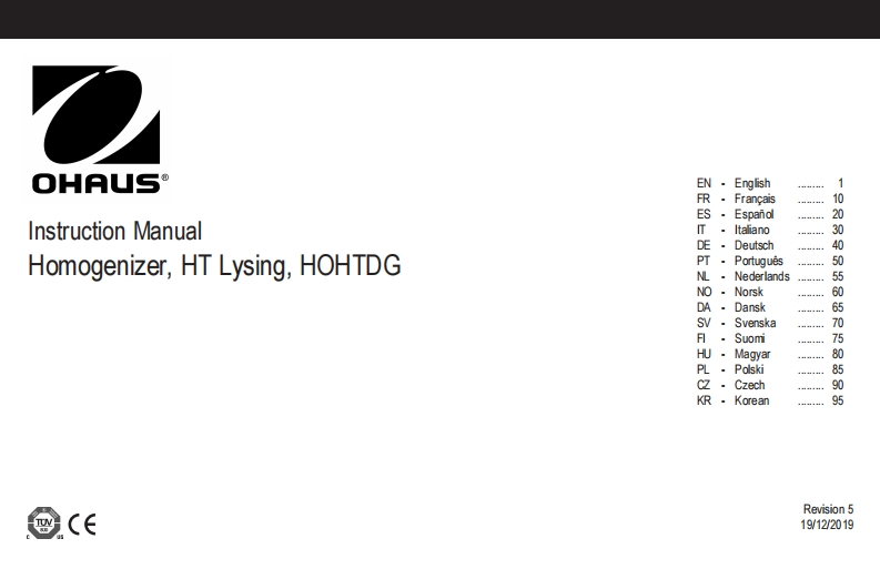 Ohaus-HT-Lysing-HomogenizerHOHTDG-操作说明书手册
