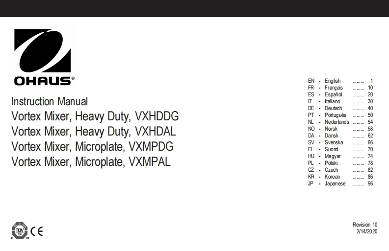 Ohaus-Heavy-Duty-Vortex-Mixer-User-操作说明书手册