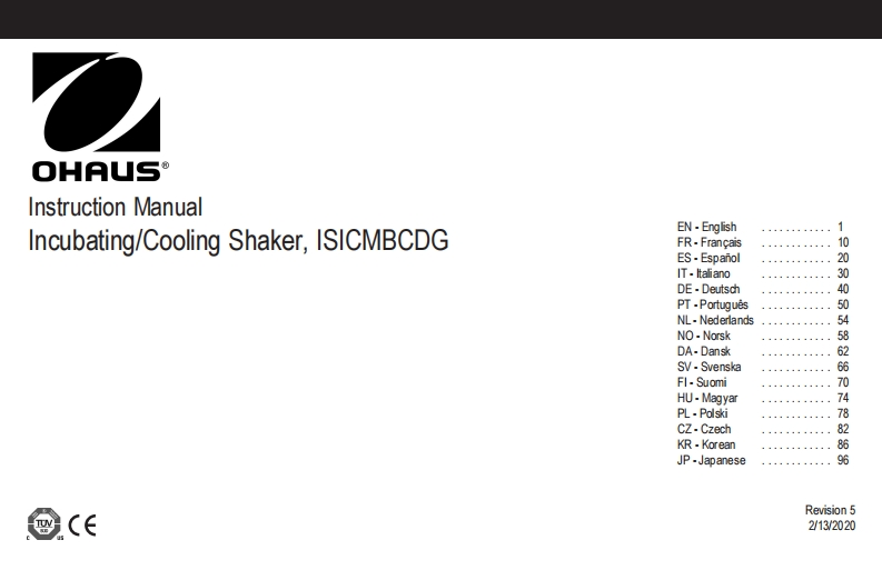 Ohaus-Incubating-Cooling-Orbital-Shaker-ISICMBCDG-操作说明书手册