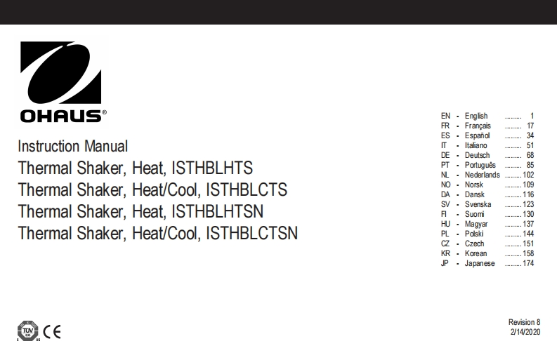 Ohaus-Incubating-Cooling-Thermal-Shaker-操作说明书手册