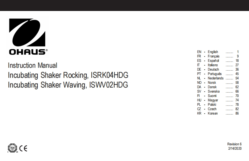 Ohaus-Incubating-Rocking-Shaker-ISRK04HDG-用户操作说明书手册