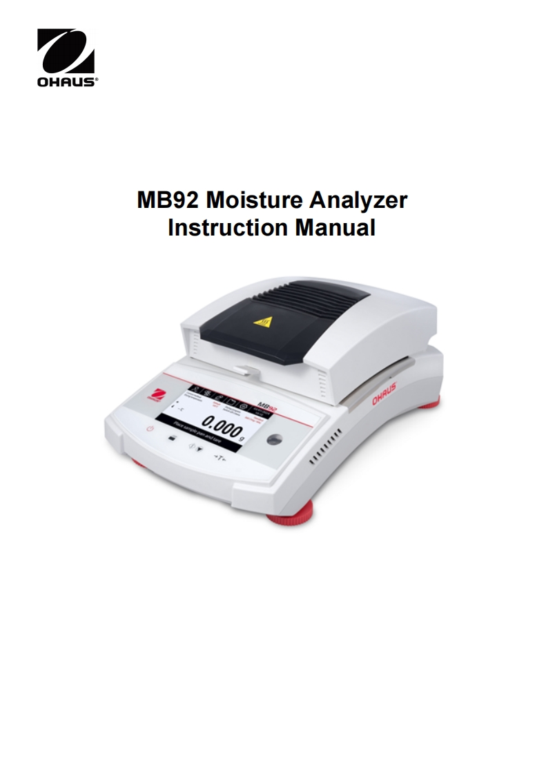 Ohaus-MB92-Moisture-Analyser-操作说明书手册