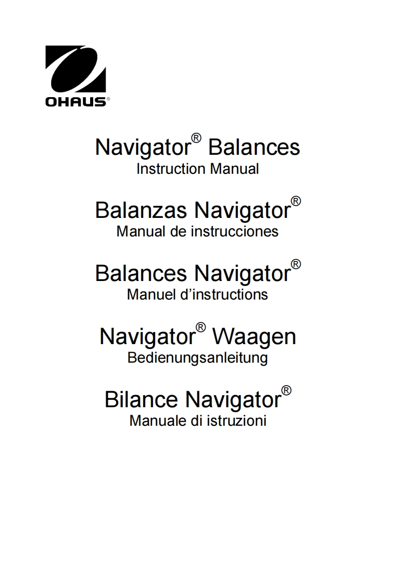 Ohaus-Navigator-Balances-操作说明书手册